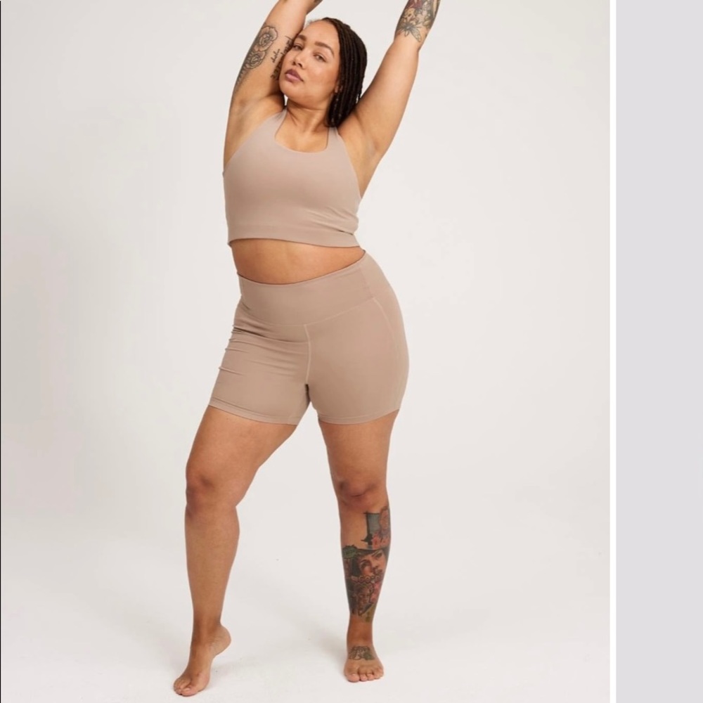 Girlfriend Collective Tan Bike Shorts
